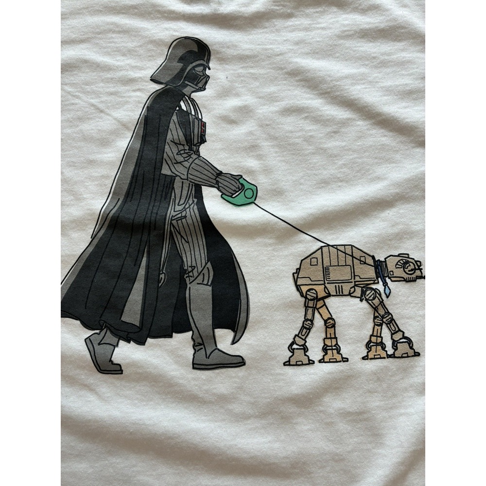 STAR WARS~ Mad Engine Darth Vader Walking Dog~ L Mens T-Shirt White New
